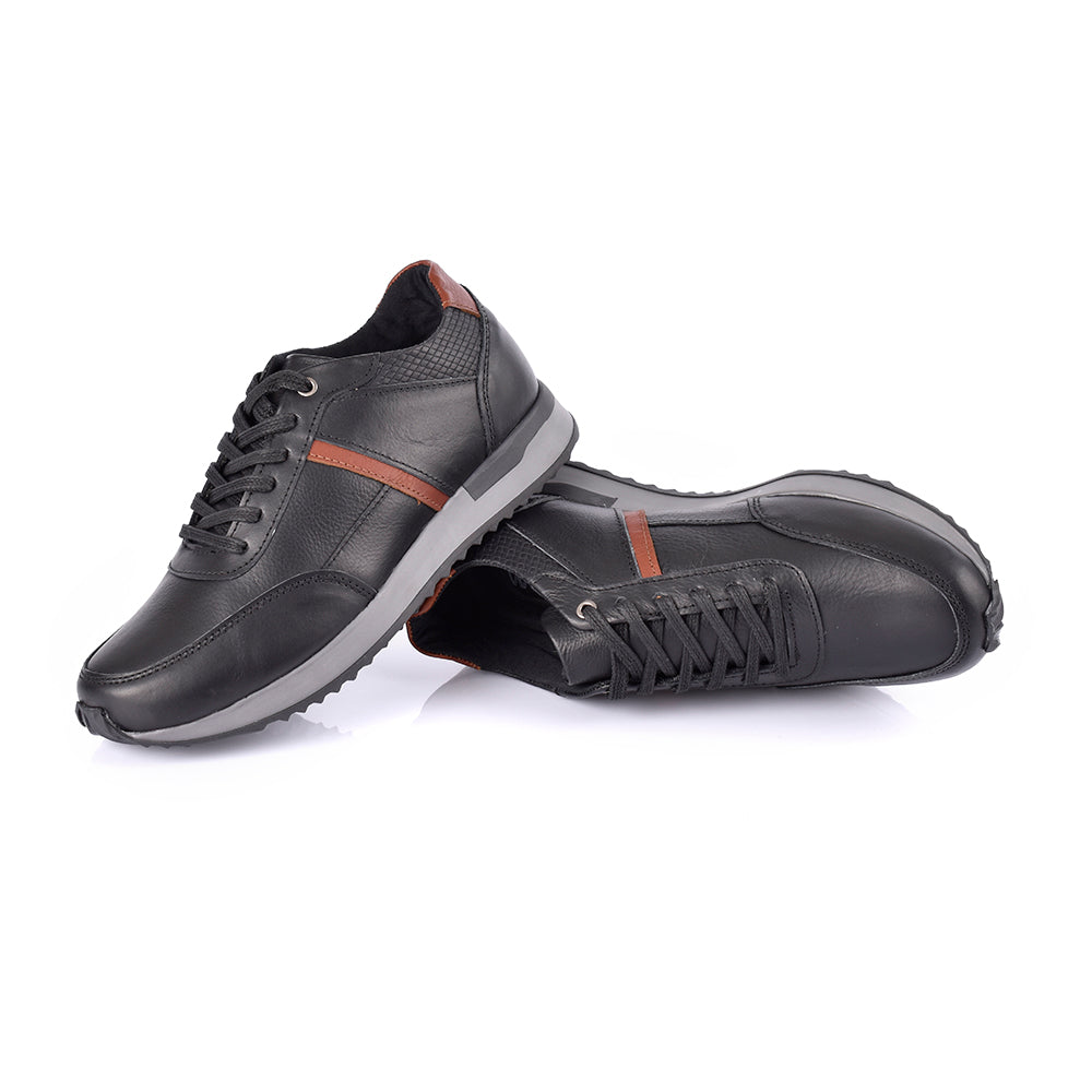 Sky Walk Tenis Casuales de cuero Para Hombre 66311160NEGRO