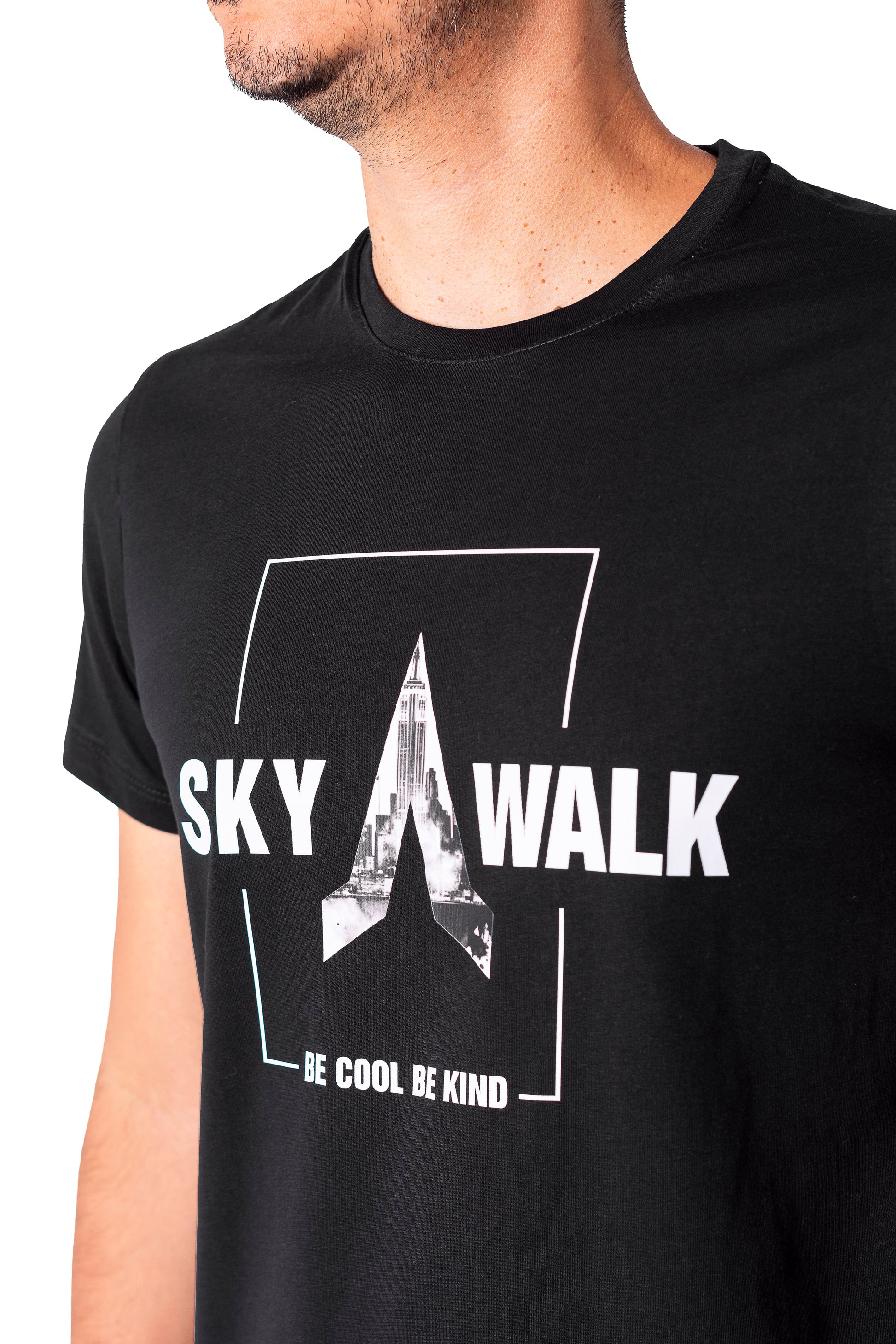 Camiseta regular fit manga corta de hombre 773C107230201NEGRO
