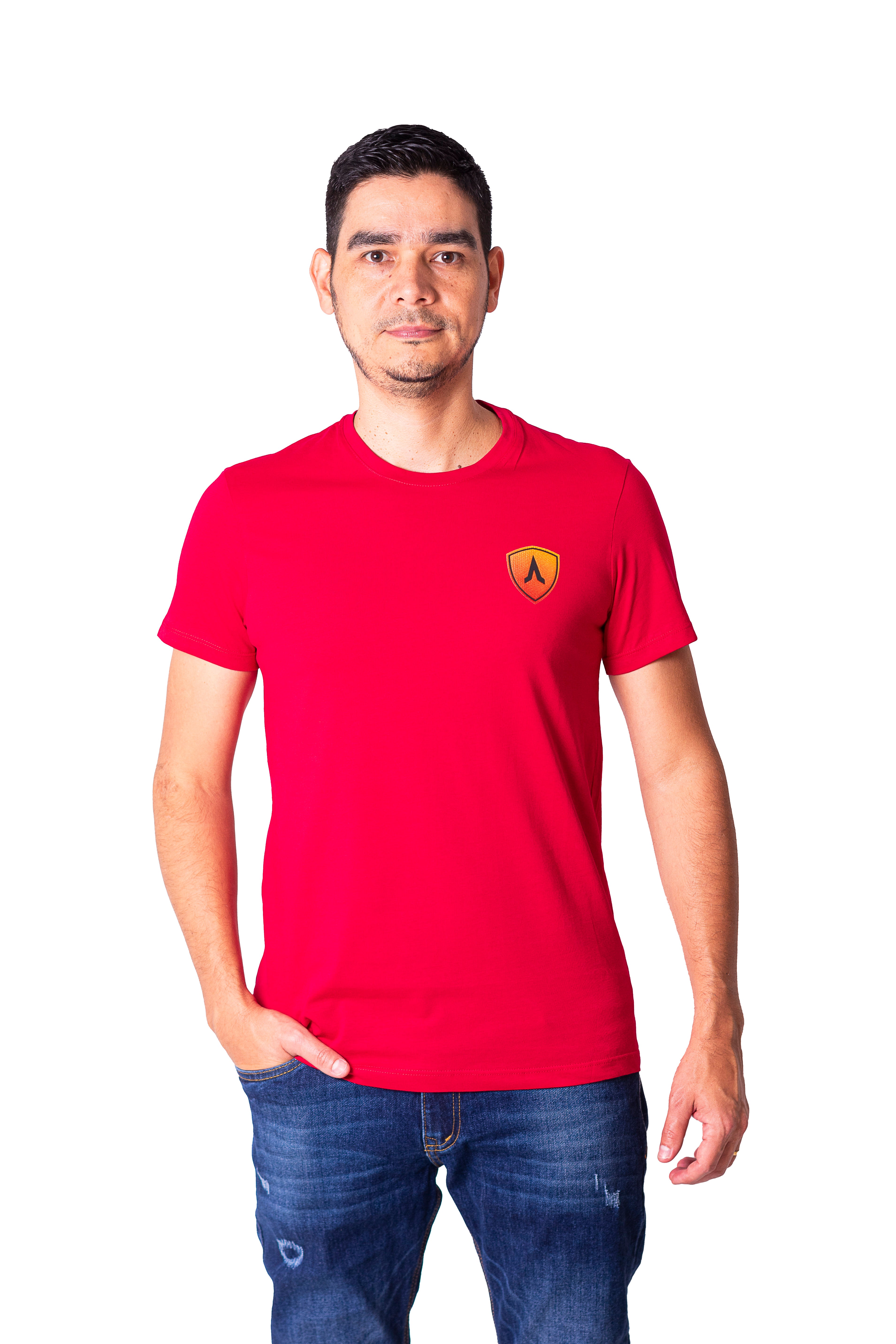 Camiseta regular fit manga corta de hombre 773C107230283ROJO