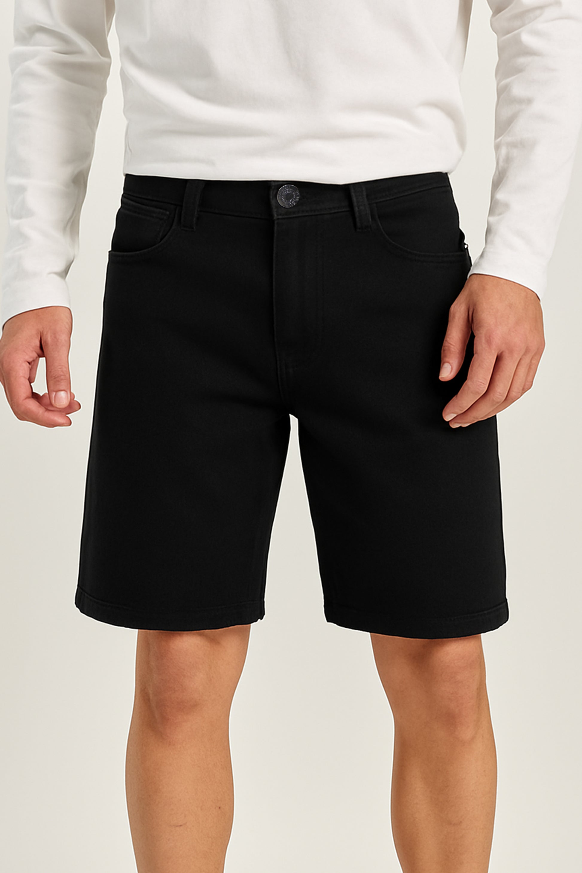 Bermuda cargo en dril unicolor tiro bajo con bolsillos 773146BERMUDA506NEGRO