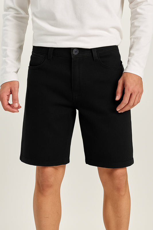 Bermuda cargo en dril unicolor tiro bajo con bolsillos 773146BERMUDA506NEGRO