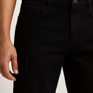 Bermuda cargo en dril unicolor tiro bajo con bolsillos 773146BERMUDA506NEGRO